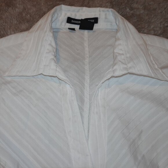Women's Sandra Ingrish Size 10 White Long Sleeve Button Down Blouse - Picture 4 of 6
